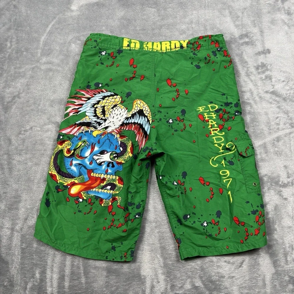 Ed Hardy Kids's Board Shorts Eagle Skull Snake Youth Size Large 2009 Y2K*